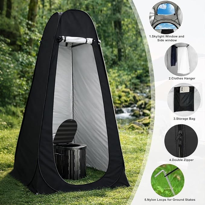 Black Tent with Toilet