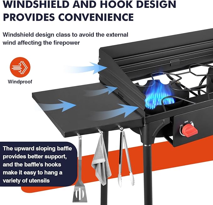 2 Burner & Side Shelves & Windshield