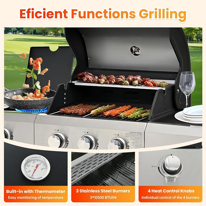3-Burner, 40500 BTU + Cover