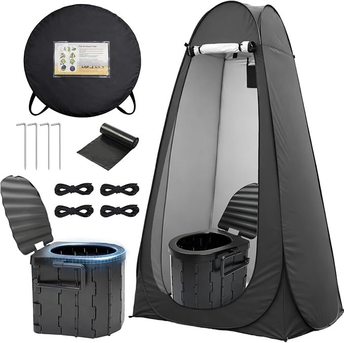 Black Tent with Toilet