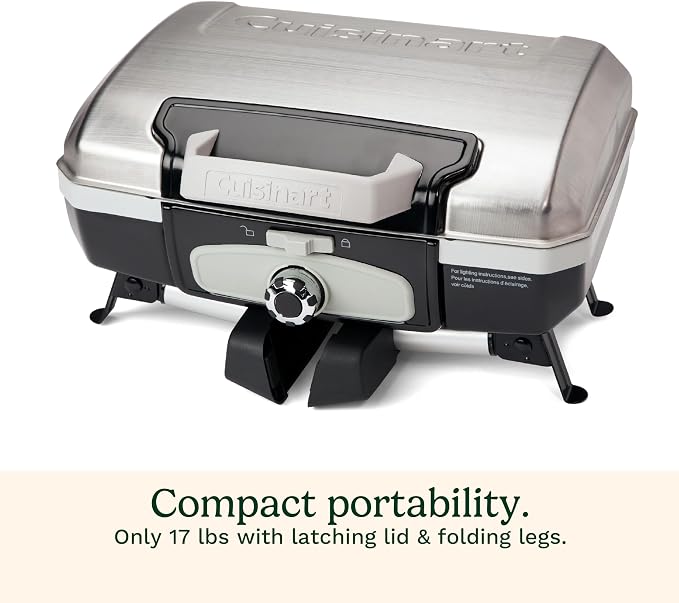 Petit Gourmet Tabletop Gas Grill, Stainless Steel