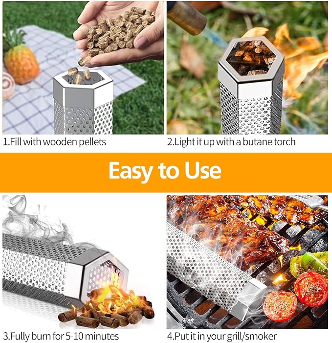 2 pack 12'' Pellet smoker tube & butane torch kit