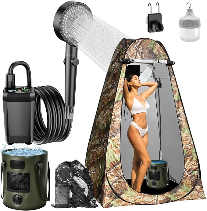 Camping Shower Kit with Tent (No Heater Included)