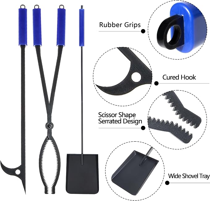 28in fire tongs poker set with stand