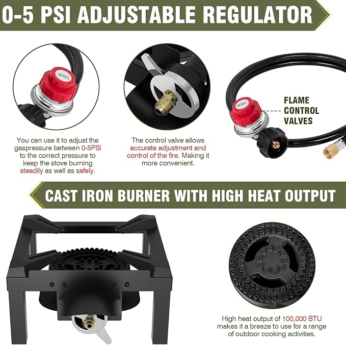 10'' single burner-Upgraded Heat Shield