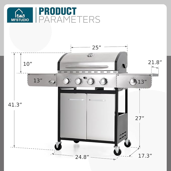 Silver, 4 Burner Grill