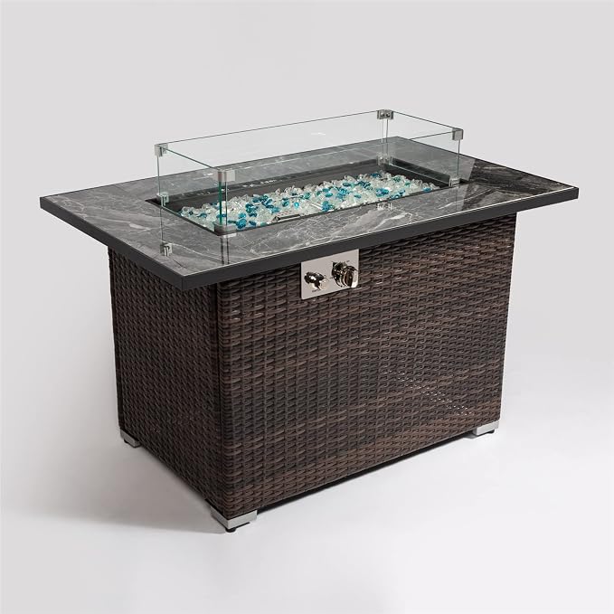 44x26in Espresso Rectangle Fire Table
