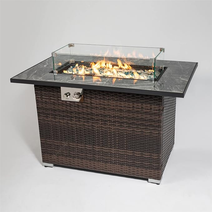 44x26in Espresso Rectangle Fire Table