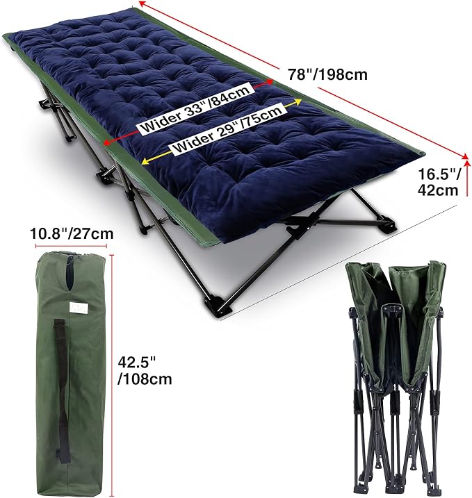 Green Oversize Cot+blue Thick Pad