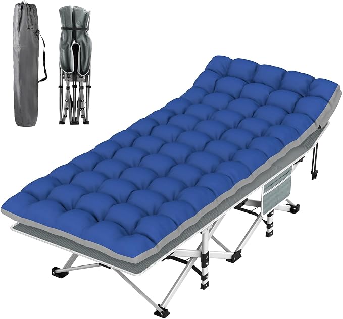 Striped Cot & Blue Pad