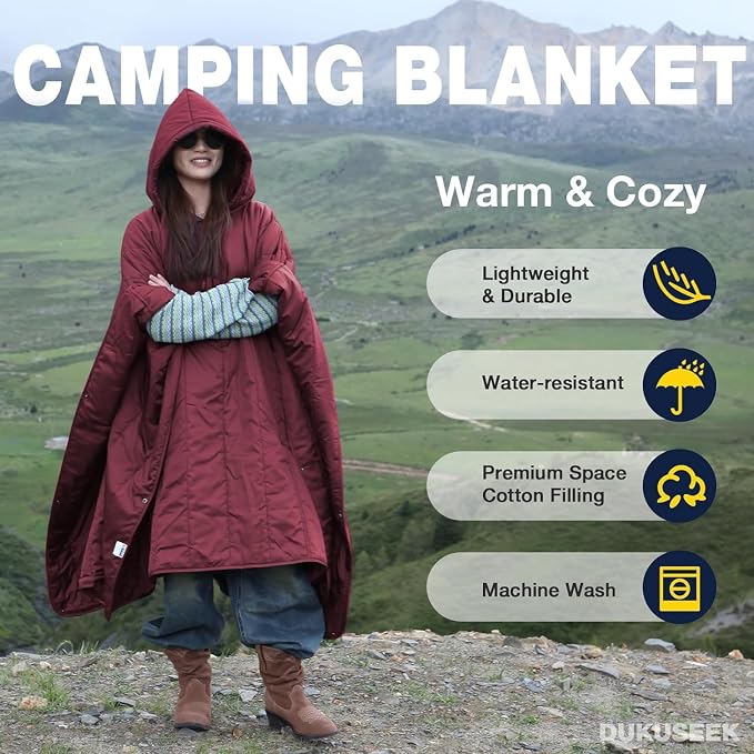Wine Red - Wearable Camping Blanket