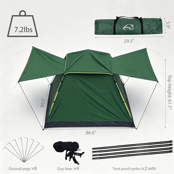 Square Roof Tent | Green | 4 Person