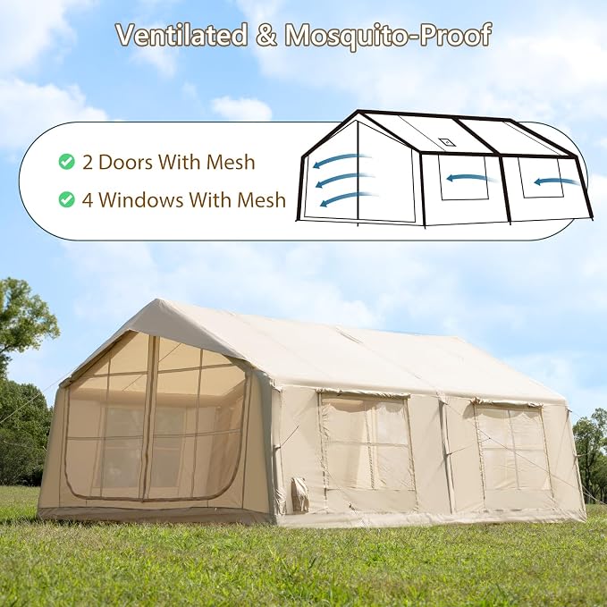 11.81ft*15.75ft*7.22ft (8-12 person)(Beige)(w/ Rain Cover)