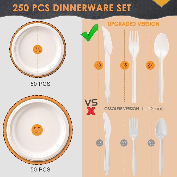 White 250 Plates Set