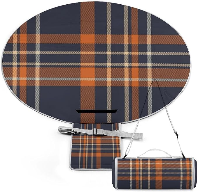 Navy Blue and Orange Plaid