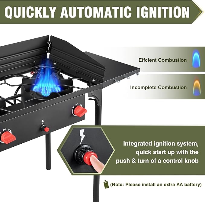Stove-Windpanel+Auto Ignition+Side Shelves