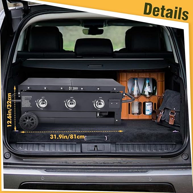 3 Burner Foldable Flat Top Grill