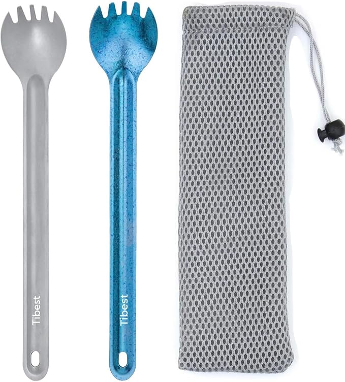 Titanium Long Sporks,Matte & Blue