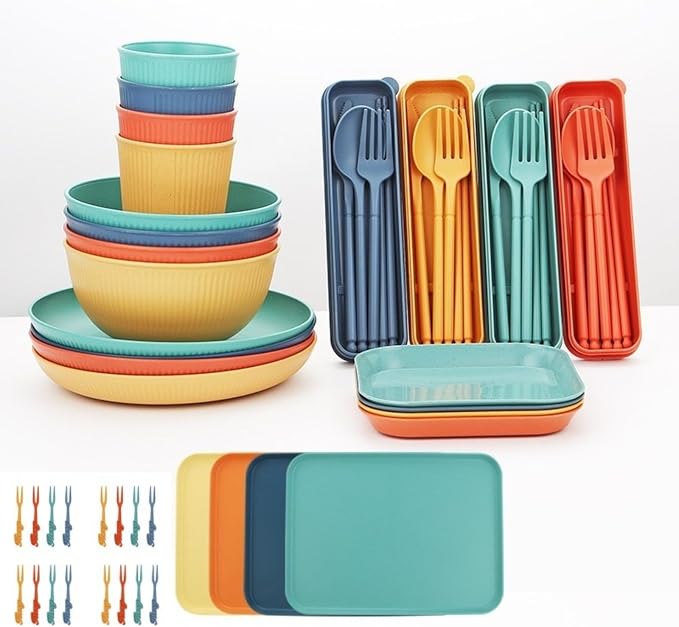 56 piece set of mixed color square plates