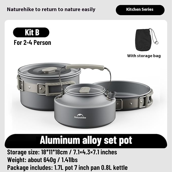 Kit B(1.7L pot+7inch pan+0.8L kettle)