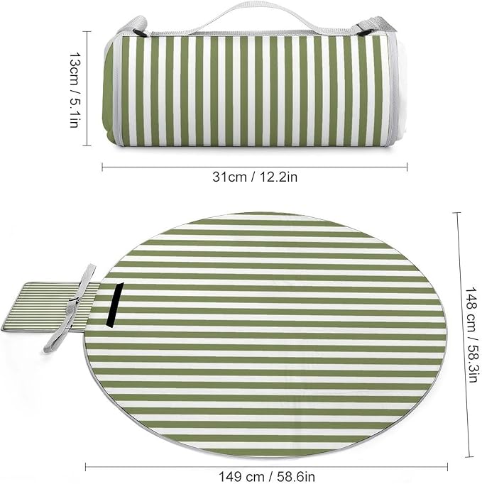 Olive Green and White Candy Stripes