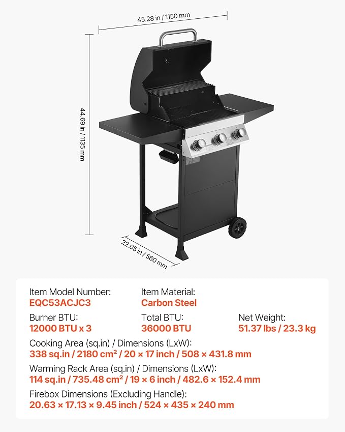 3 Burner Carbon Steel