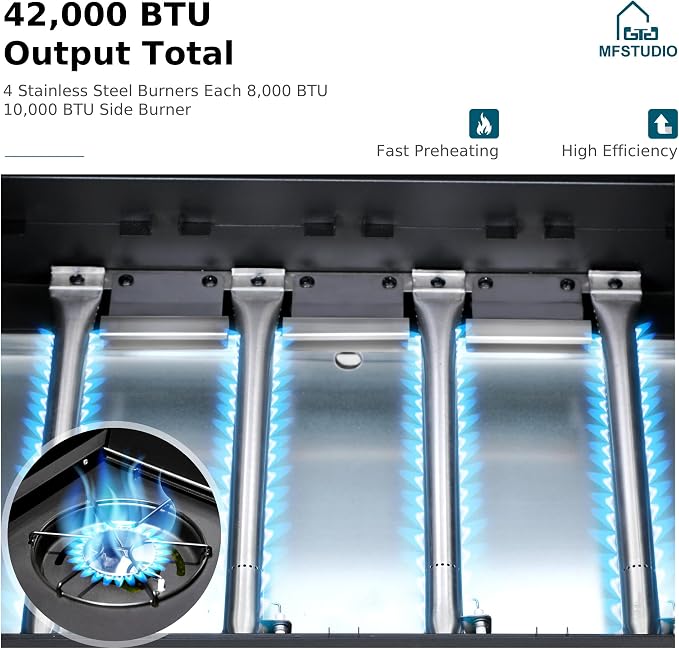 Blue, 4 Burner Grill