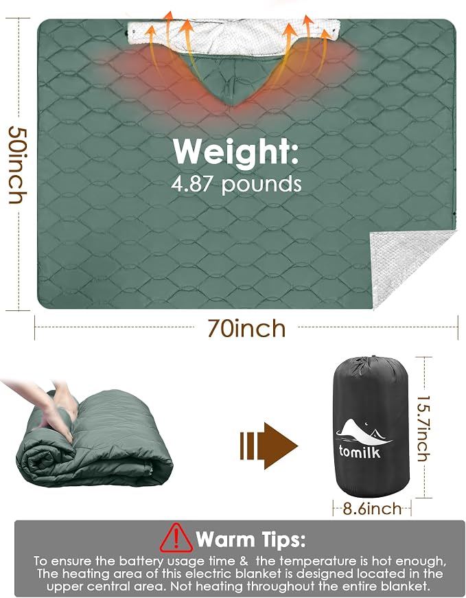 Heated Blanket With Detachable Hood (Green)