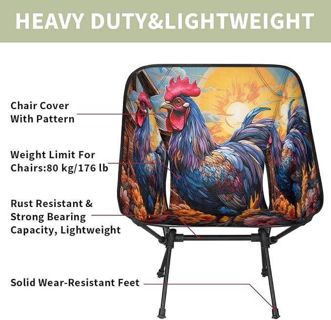 Watercolor Rooster and Floral Pattern