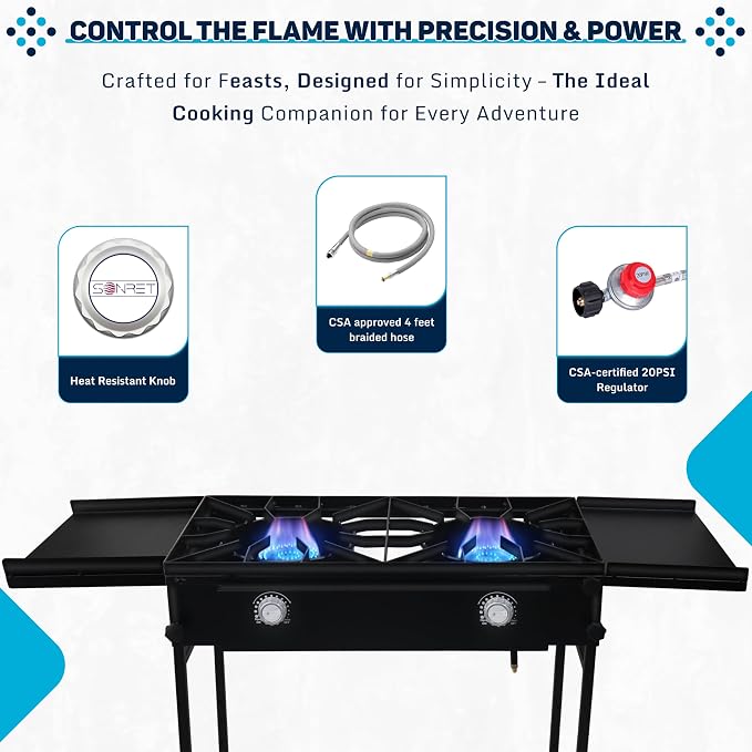 Two Burner Stove + Dual Side Shelf + Bottom Shelf