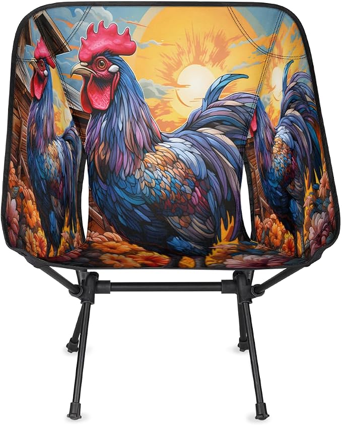 Watercolor Rooster and Floral Pattern