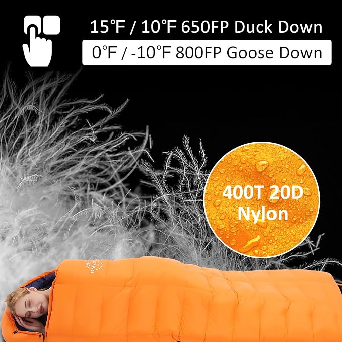 Orange/15℉/Left Zipper/Duck Down