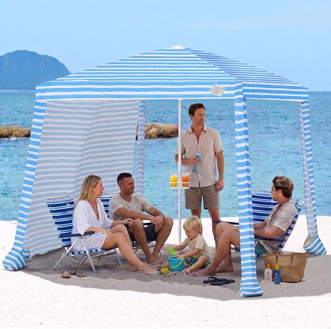 8' x 8' Blue Stripes Dual-Fold