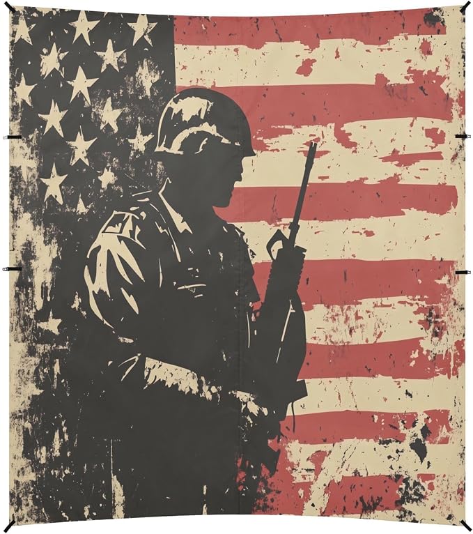 US Soldier with Flag Grunge