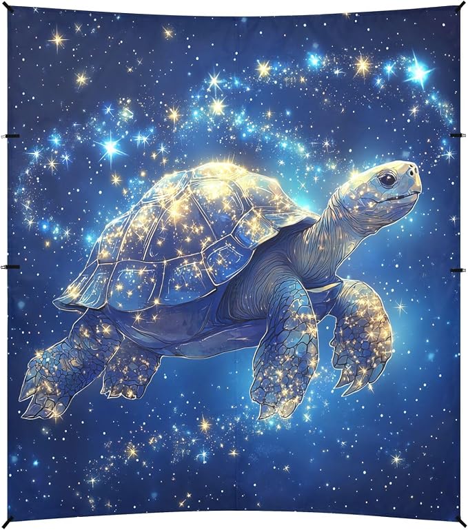Cosmic Starry Sea Turtle on Navy