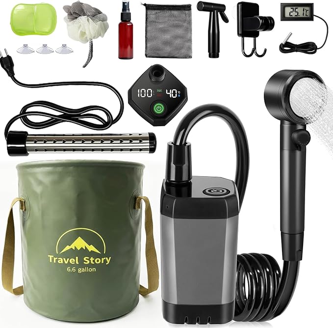 Grey Shower with Heater and Bucket