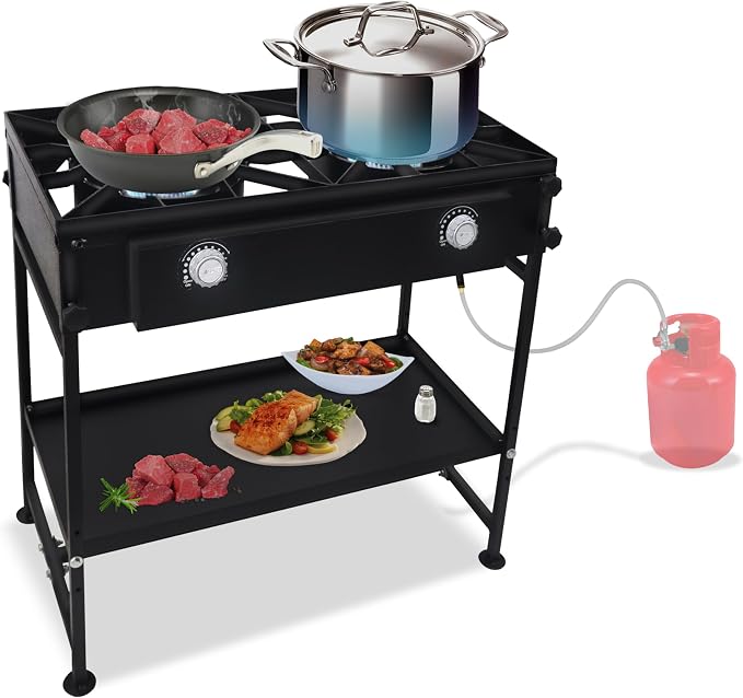 - Two Burner Stove + Bottom Shelf