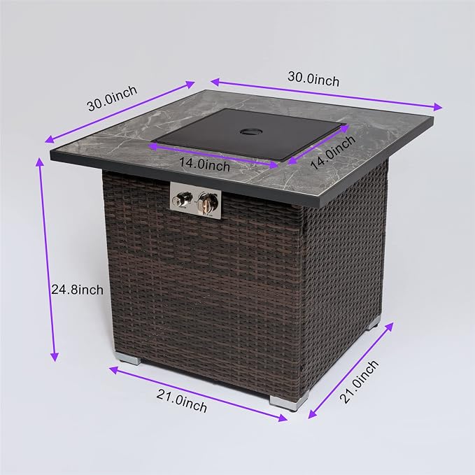 30in Espresso Square Fire Table