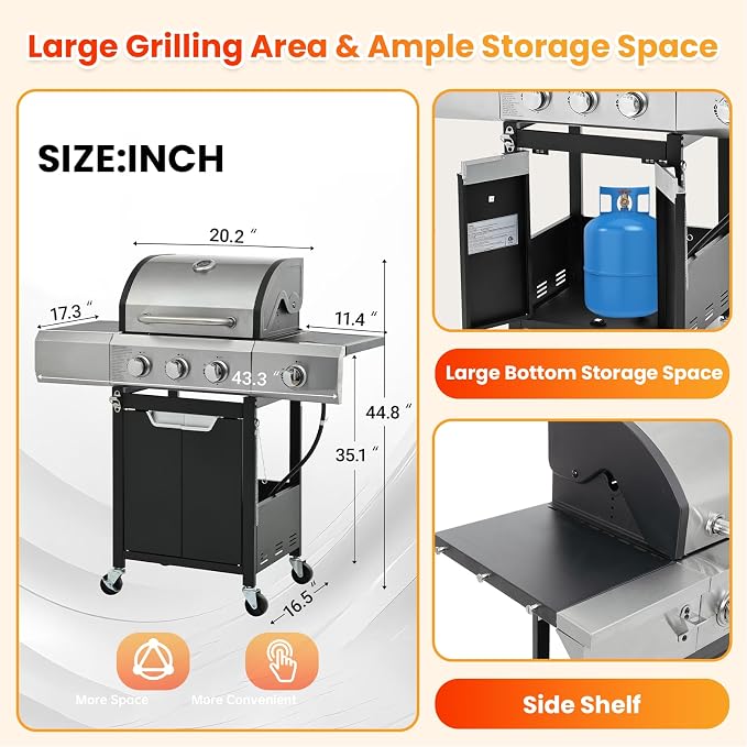 3-Burner, 40500 BTU + Cover