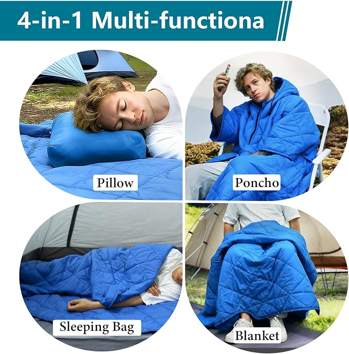 Blue Blanket Poncho