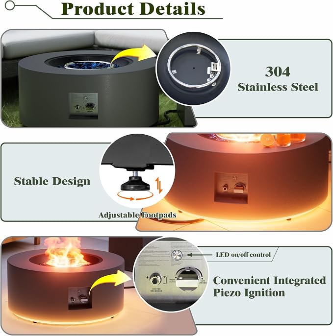30'' Round Dark Gray w Warm LED