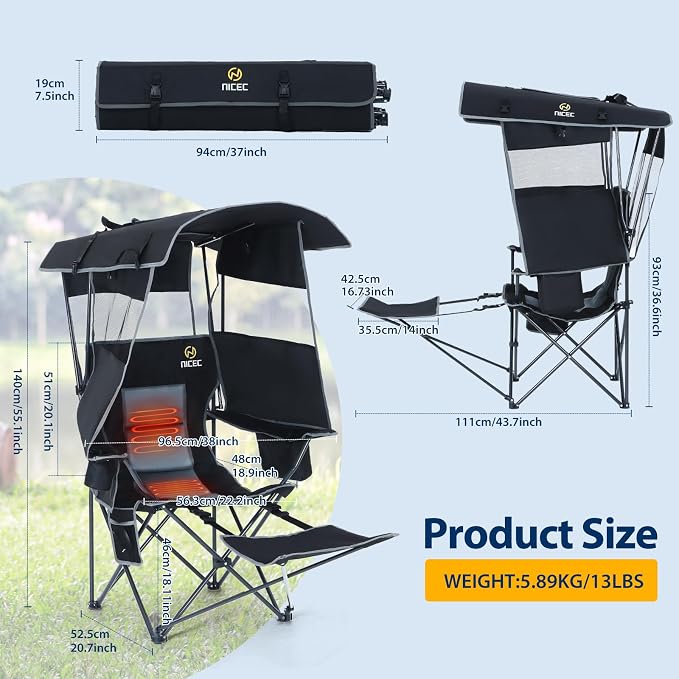 1-pack Heated Chair Black&grey