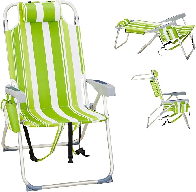 5 Levels,headrest,style 7,green White Stripe