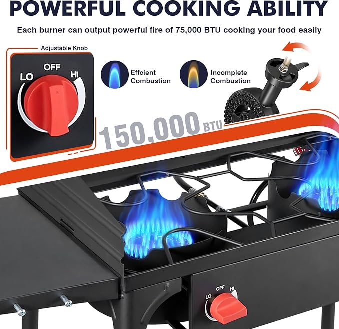 2 Burner & Side Shelves & Windshield