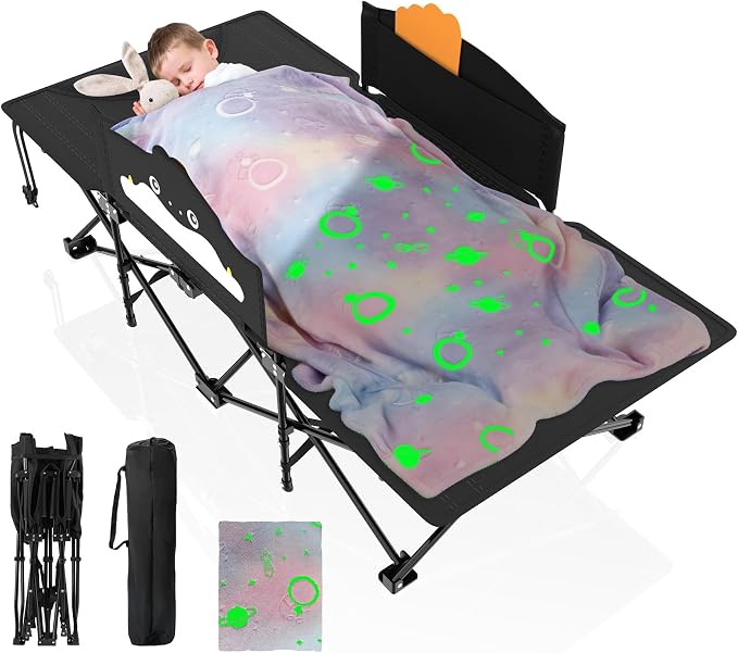 Black Cot & Pink Blanket