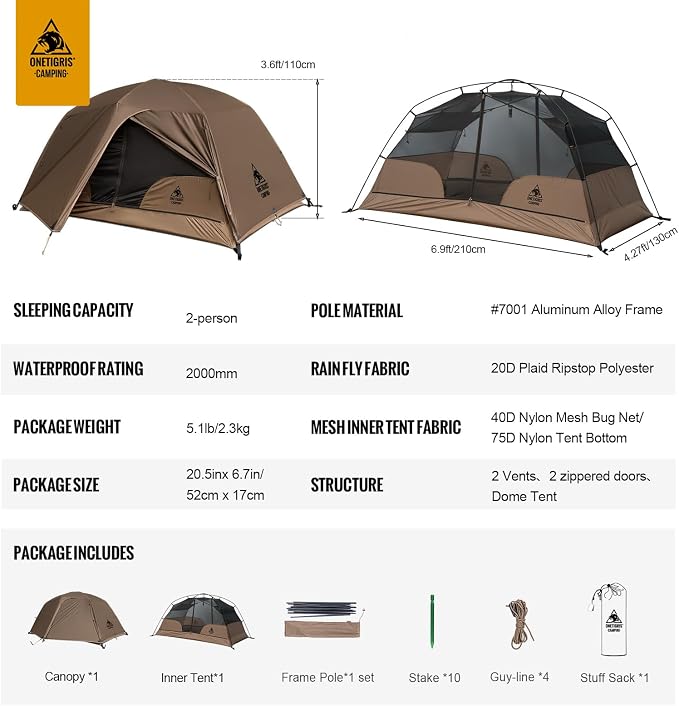 Upgrade Version - 2 Person - Coyote Brown