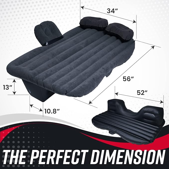 2 Pk Inflatable Car Mattress With Neck Pillow and Ear Plugs