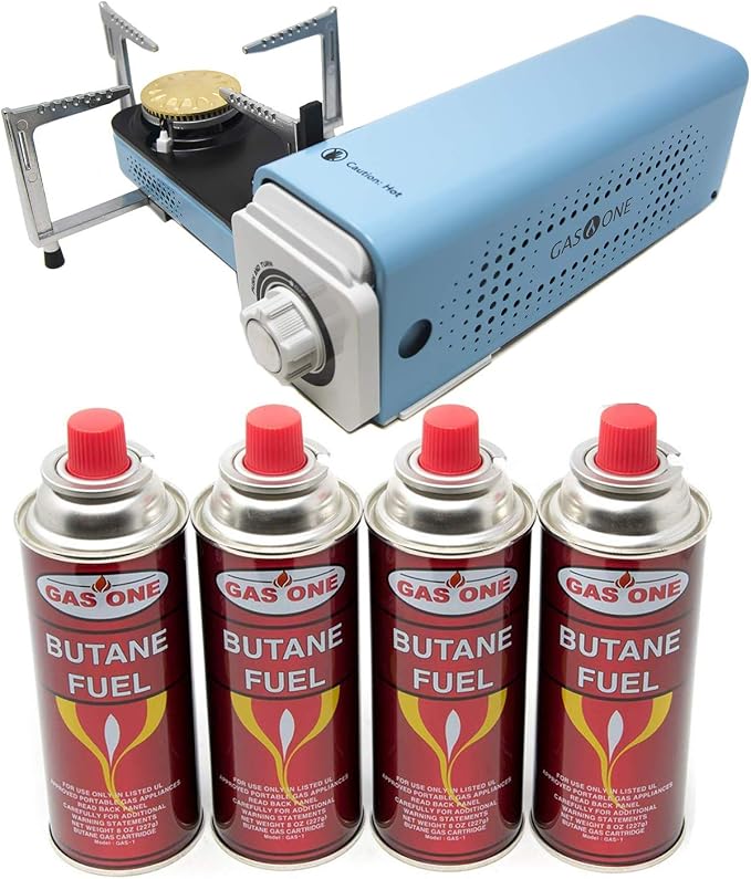 Stove(Blue) + 4 Butane Fuel