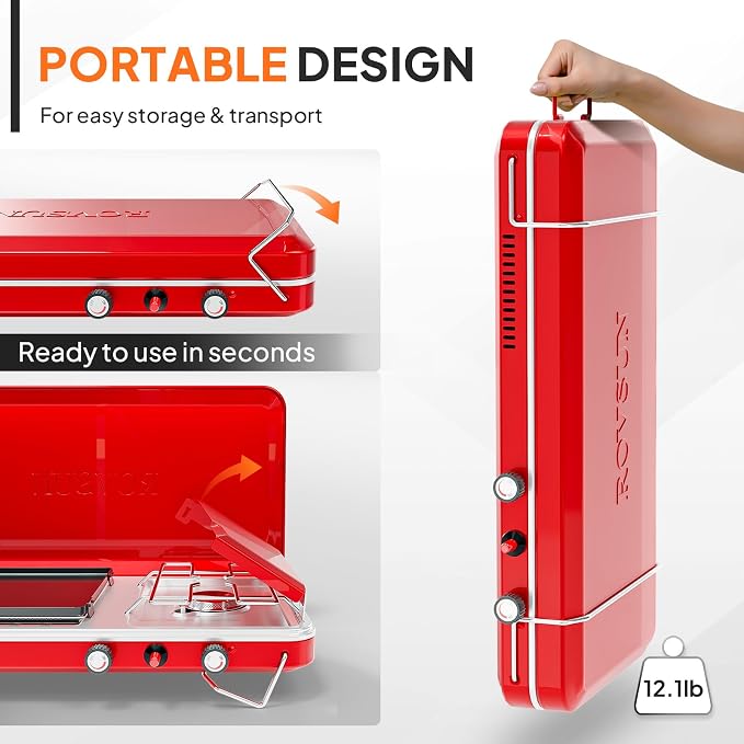 2 Burner (Igniter+Griddle)-Red