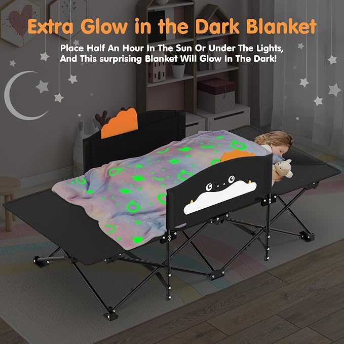 Black Cot & Pink Blanket